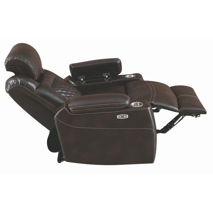 Leatherette Diamond Tufted Power Recliner with Power Adjustable Headrest, Brown