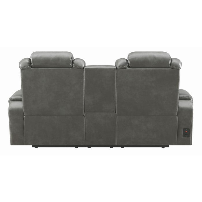 Leatherette Diamond Tufted Power Recliner Loveseat with Storage Console, Black