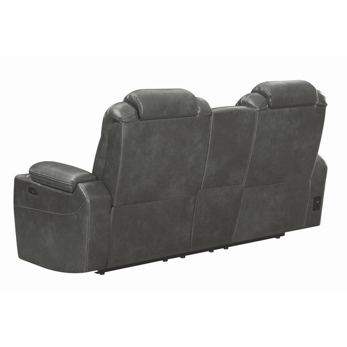 Leatherette Diamond Tufted Power Recliner Loveseat with Storage Console, Black