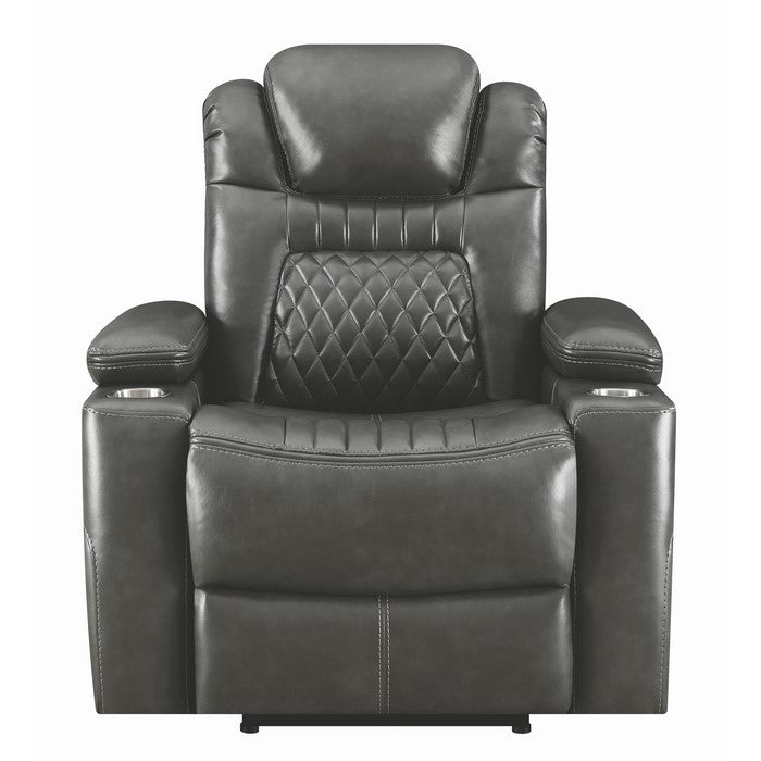 Leatherette Diamond Tufted  Power Recliner with Power Adjustable Headrest, Black