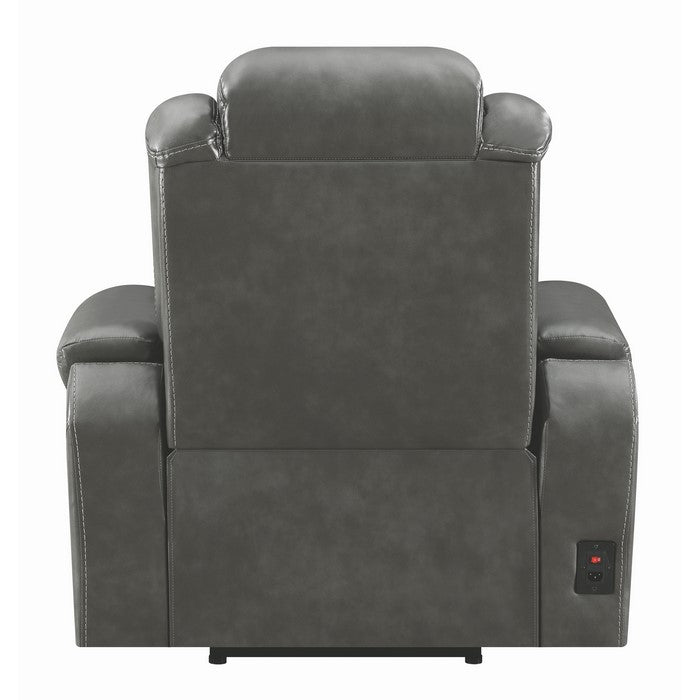 Leatherette Diamond Tufted  Power Recliner with Power Adjustable Headrest, Black