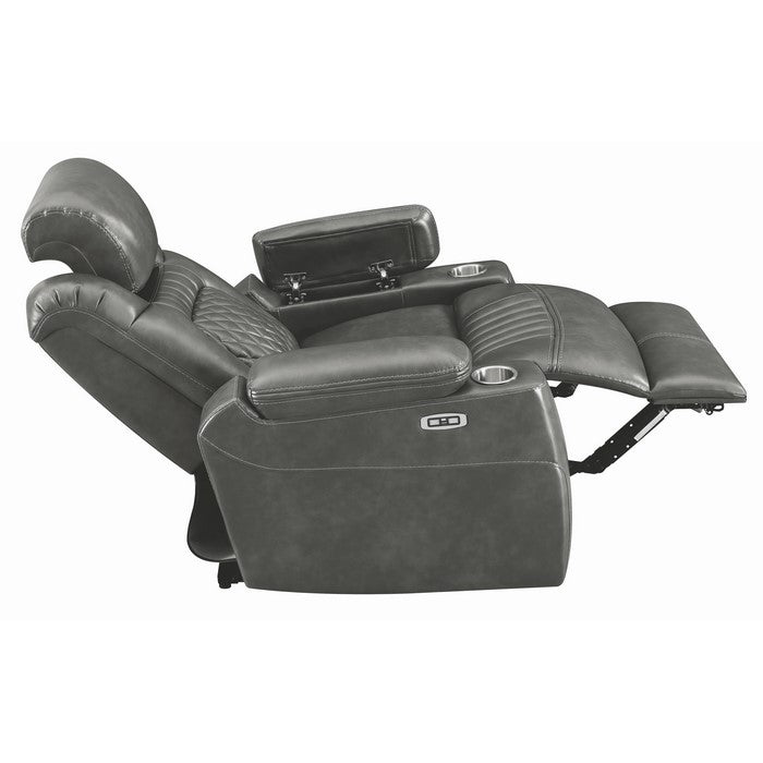 Leatherette Diamond Tufted  Power Recliner with Power Adjustable Headrest, Black