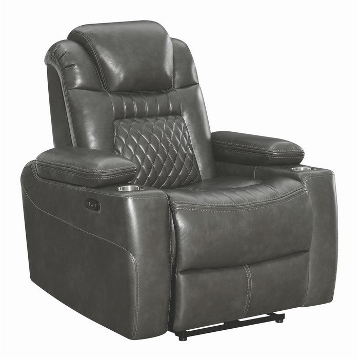 Leatherette Diamond Tufted  Power Recliner with Power Adjustable Headrest, Black
