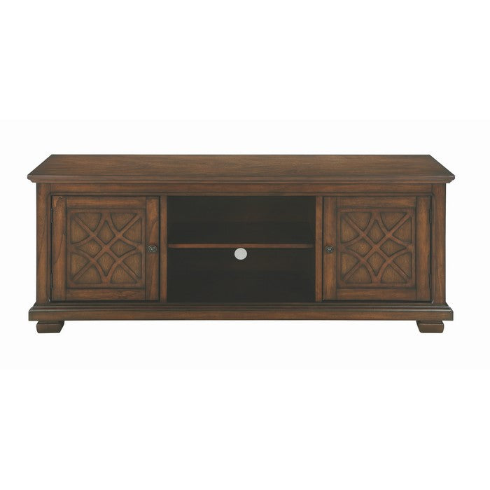 60 Inch Wooden TV Console with 2 Storage Compartments and 2 Door Cabinets, Brown