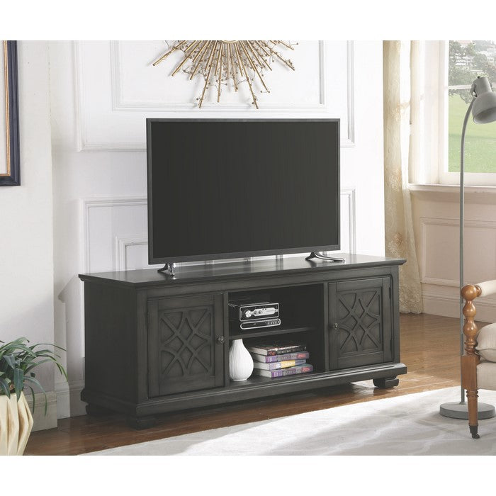 60 Inch Wooden TV Console with 2 Storage Compartments and 2 Door Cabinets, Gray