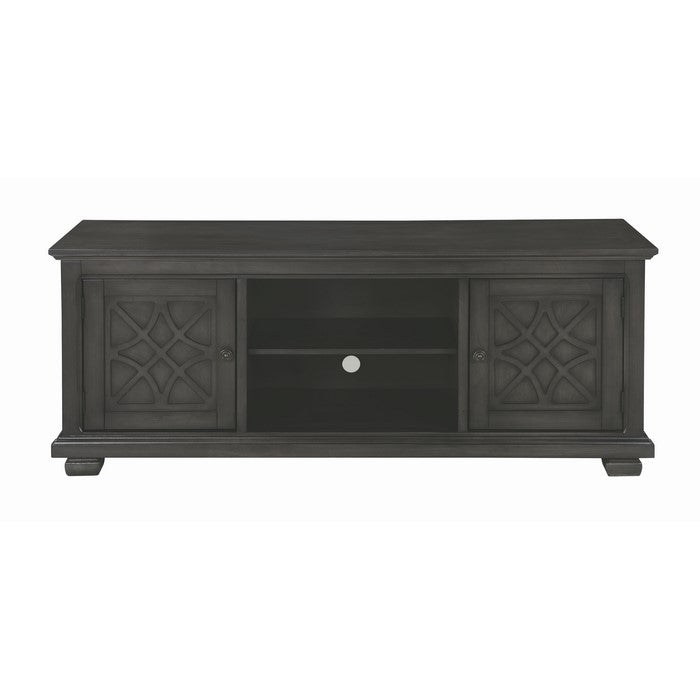 60 Inch Wooden TV Console with 2 Storage Compartments and 2 Door Cabinets, Gray