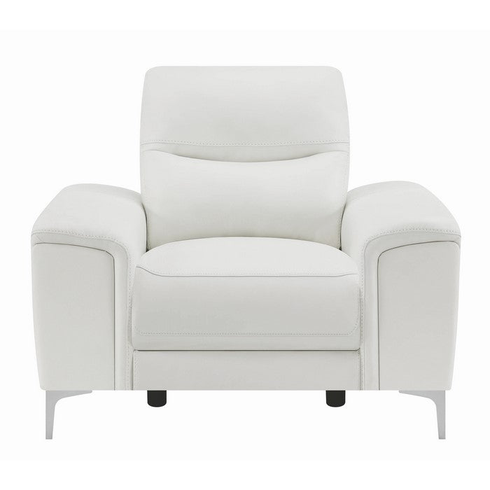 Modern Style Wood and Leatherette Power Recliner with USB Port, White