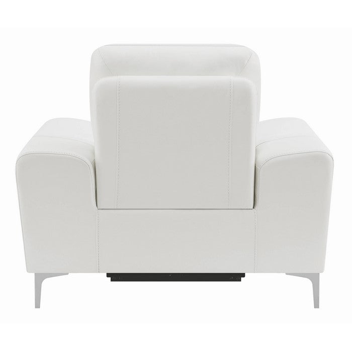 Modern Style Wood and Leatherette Power Recliner with USB Port, White