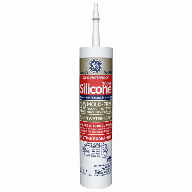 GE Silicone 2 Kitchen & Bath Caulk, 10.1 Oz. Tube, White, GE5070