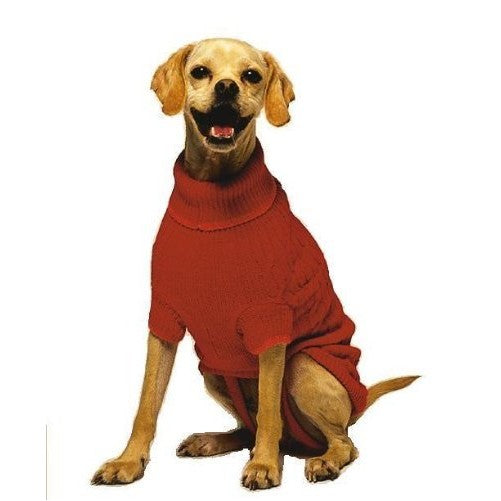 Fashion Pet Classic Cable Dog Sweater, Red, XX-Large