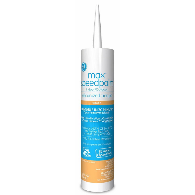 General Electric GE55749 Speed PaintSiliconized Acrylic Caulk, 10.1-Ounce, White