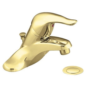 PRODUCT TITLE:Moen L4621P Chateau One-Handle Low-Arc Bathroom Faucet with Drain Assembly, Polished Brass