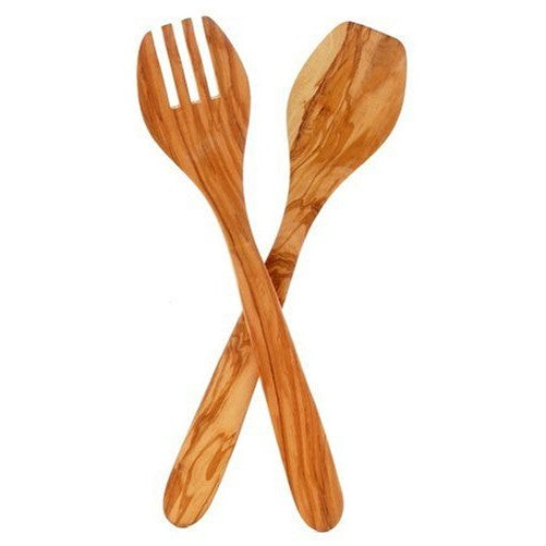 Eddingtons Italian Olive Wood Salad Server Set, 13-Inch