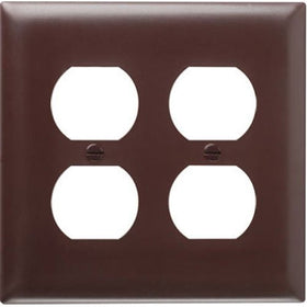 Pass & Seymour SP82U 2 Gang 2 Duplex Outlet Openings Urea Wall Plate, Brown
