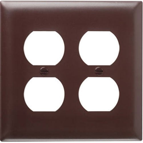 Pass & Seymour SP82U 2 Gang 2 Duplex Outlet Openings Urea Wall Plate, Brown