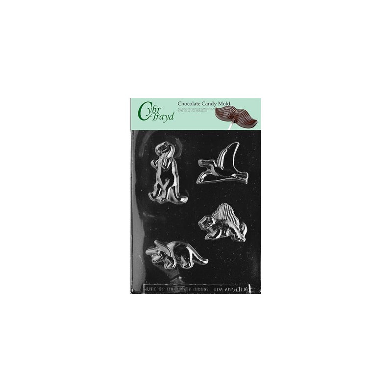 Cybrtrayd Life of the Party A104 Four Dinos Animal Chocolate Candy Mold in Sealed Protective Poly Bag Imprinted with Copyrighted Cybrtrayd Molding Instructions