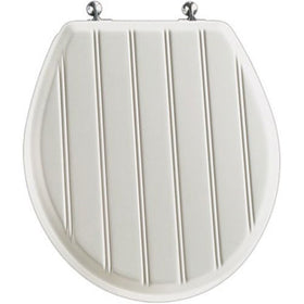 Mayfair Cottage Classic Sculptured Molded Wood Toilet Seat with STA-TITE Seat Fastening System & Chrome Hinges, Round, White, 29CPA 000