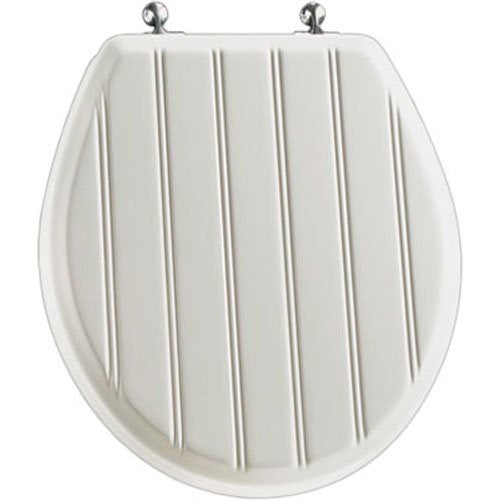 Mayfair Cottage Classic Sculptured Molded Wood Toilet Seat with STA-TITE Seat Fastening System & Chrome Hinges, Round, White, 29CPA 000