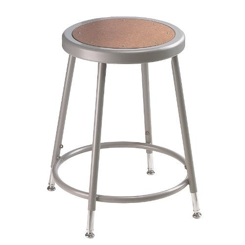 National Public Seating 6218H Grey Steel Stool with Hardboard Seat Adjustable, 19"-27"