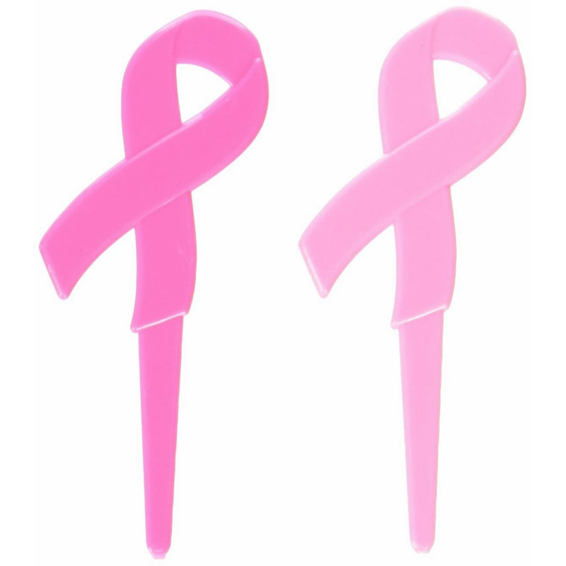 Breast Cancer Awareness Pink Ribbons Cupcake Pics 12 Pack