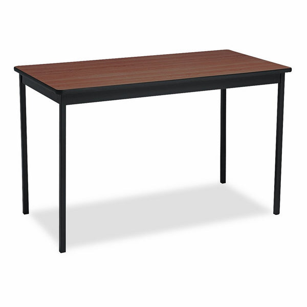 Barricks UT244830WA Utility Table, Rectangular, 48w x 24d x 30h, Walnut/Black