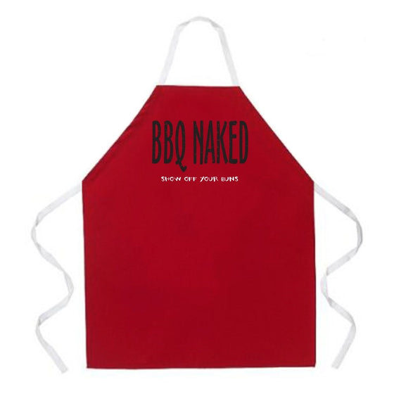 Attitude Aprons Fully Adjustable "BBQ Naked Show Off Your Buns" Apron, Red