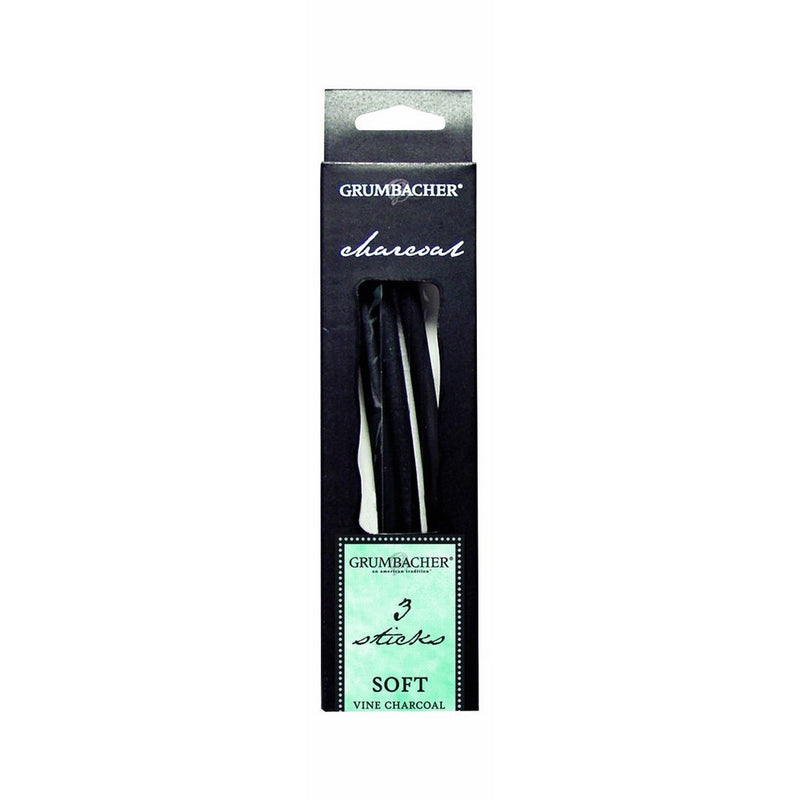 Grumbacher Vine Charcoal, Soft, Black, 3 Pack (V41)