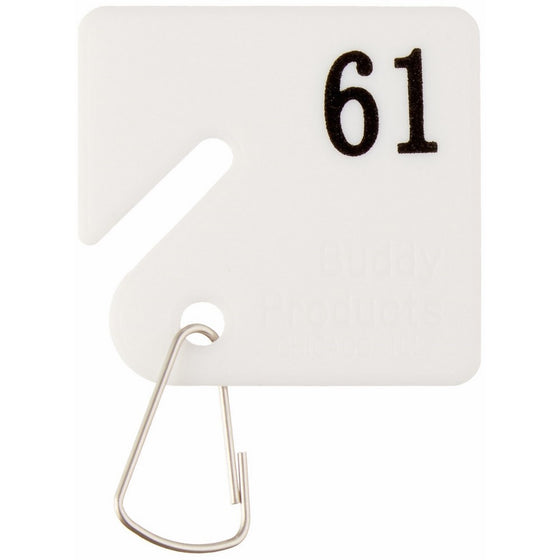 Buddy Products Plastic Key Tags, Numbered 61-100, White (0033)