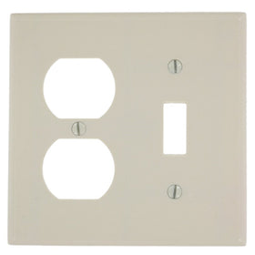 Leviton 78005 2-Gang 1-Toggle 1-Duplex Device Combination Wallplate, Standard Size, Thermoset, Device Mount, Light Almond