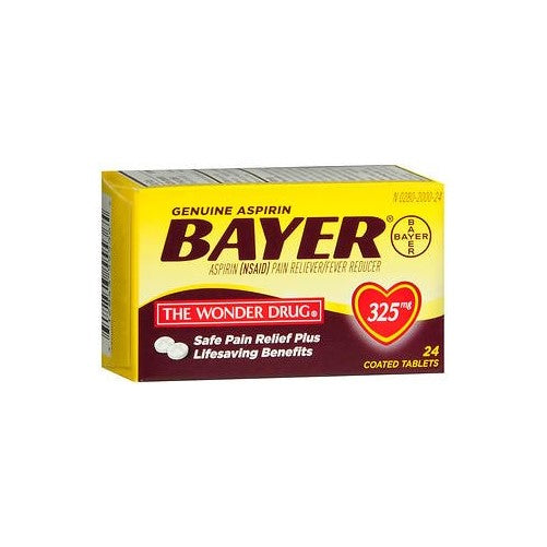 Genuine Bayer Aspirin 325mg Tablets, 24-Count (Pack of 2)