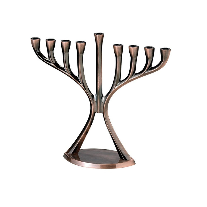 Rite -Lite Judaica Chrome-Plated Aluminum Modern Menorah, Antique Copper Finish