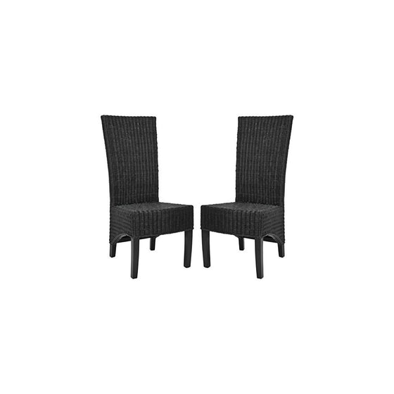 Safavieh Home Collection Aaron Black Wicker Side Chair, Set of 2