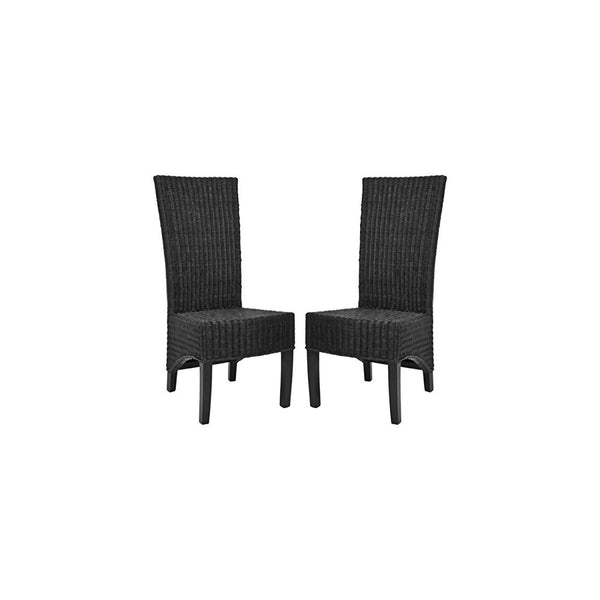 Safavieh Home Collection Aaron Black Wicker Side Chair, Set of 2