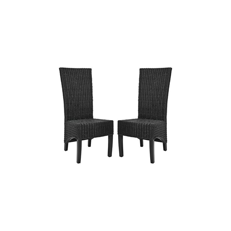 Safavieh Home Collection Aaron Black Wicker Side Chair, Set of 2