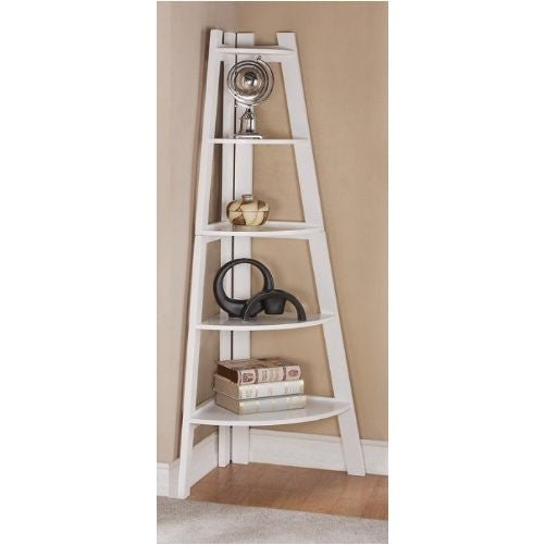 White Finish 5 Tier Corner Display Unit Shelf / Rack F04040