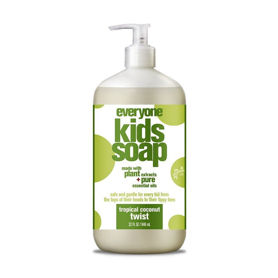 Everyone 3-in-1 Soap for Every Kid Safe, Gentle and Natural Shampoo, Body Wash, and Bubble Bath, Tropical Coconut Twist