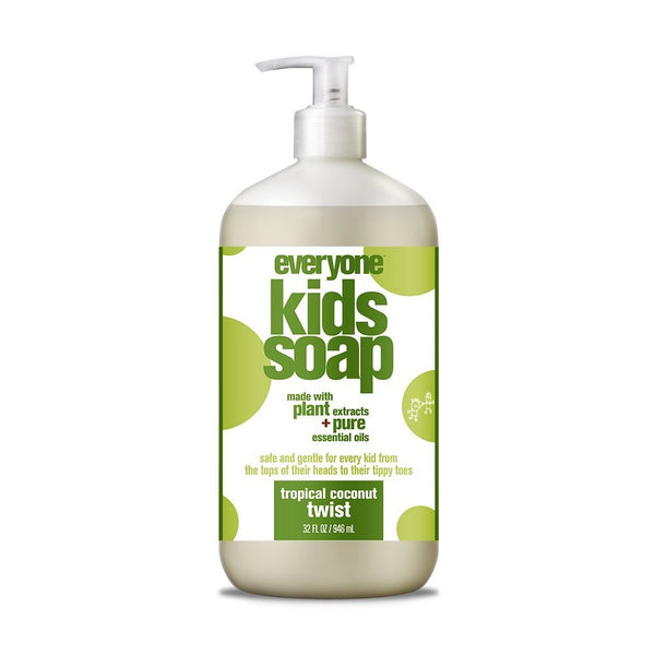 Everyone 3-in-1 Soap for Every Kid Safe, Gentle and Natural Shampoo, Body Wash, and Bubble Bath, Tropical Coconut Twist