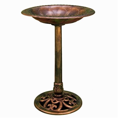 Bronze Resin Birdbath - Pedestal Birdbath for Yard or Garden Product SKU: BB14006