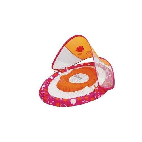 SwimWays Baby Spring Float Sun Canopy - Pink and Orange (Flowers)