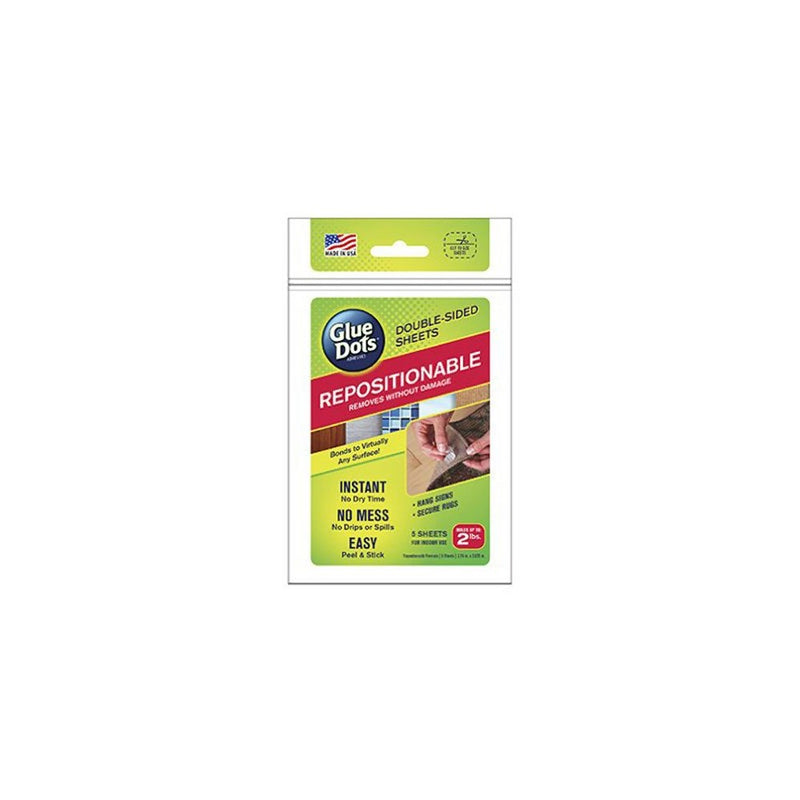 Glue Dots Repositionable Adhesive Sheets, Double Sided, Temporary Bond, 5 Sheets (37010)