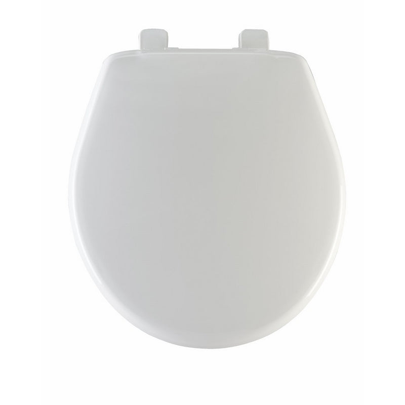 Mayfair Solid Plastic Toilet Seat featuring Slow-Close Hinges and STA-TITE Seat Fastening System, Round, White, 80SLOW 000