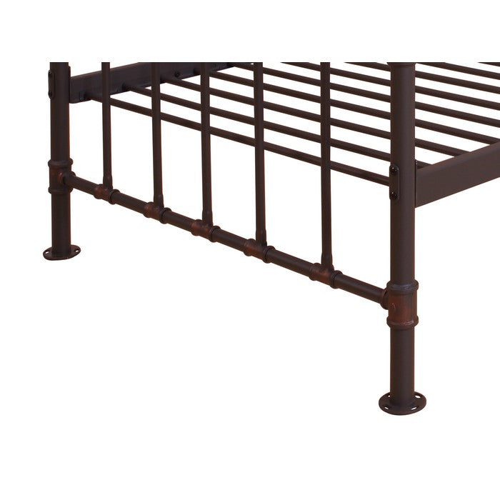 Metal Twin Bed with Pipe Design Structure, Antique Bronze