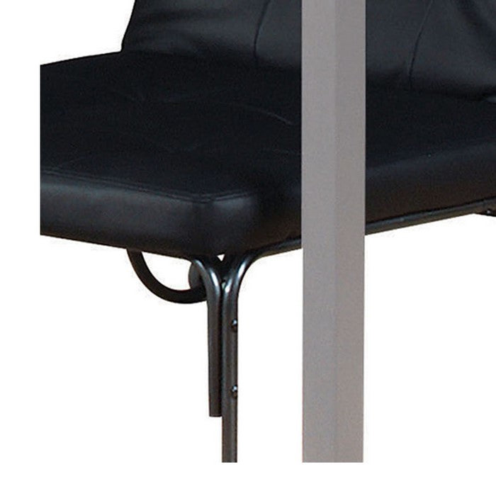 Adjustable Metal Futon with Faux Leather Upholstered Tufted Details and Casters, Black