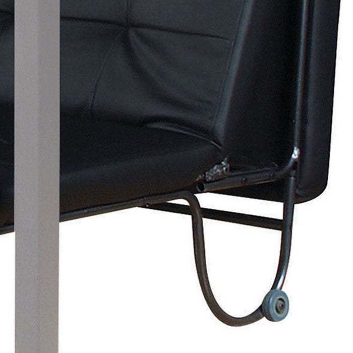 Adjustable Metal Futon with Faux Leather Upholstered Tufted Details and Casters, Black