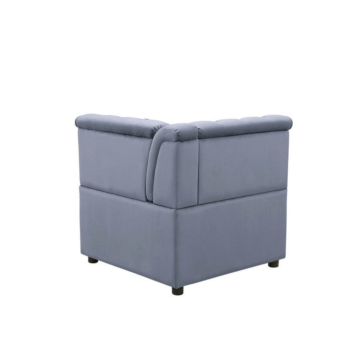 Fabric Upholstered Wooden Modular Wedge with Button Tufted Details, Gray