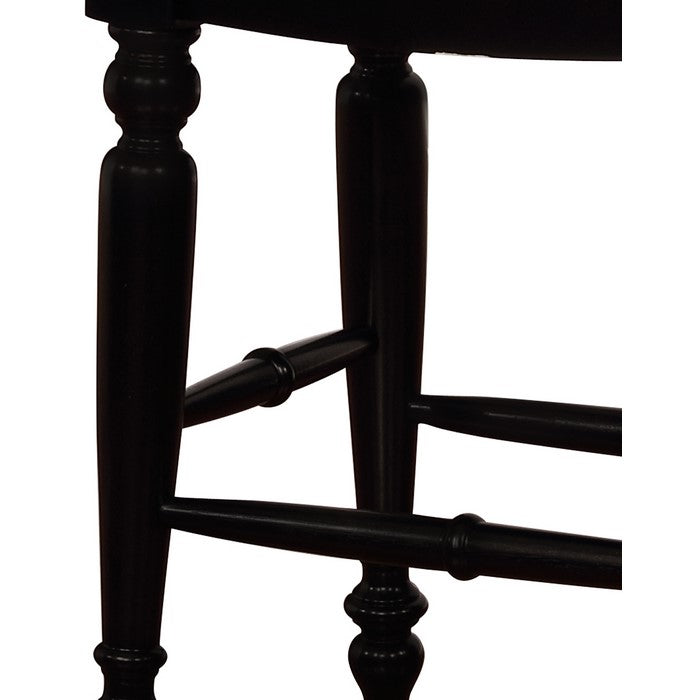 Saddle Top Wooden Counter Stool with Fabric Upholstery,Black and Beige