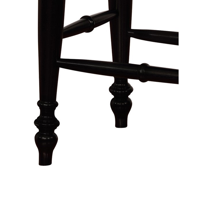 Saddle Top Wooden Counter Stool with Fabric Upholstery,Black and Beige