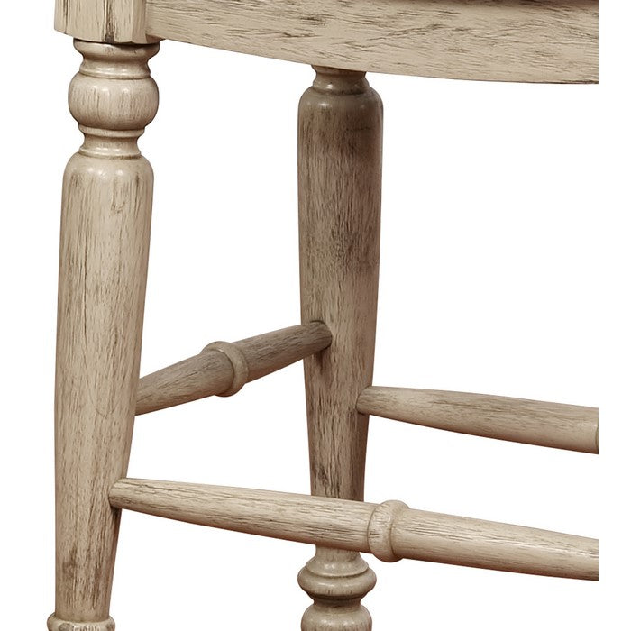 Saddle Top Wooden Counter Stool with Fabric Upholstery,Brown and Beige