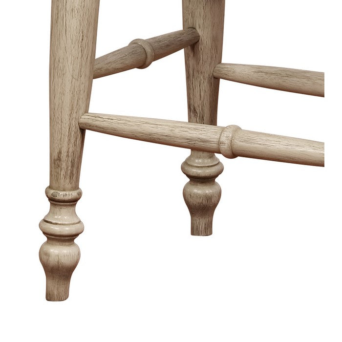 Saddle Top Wooden Counter Stool with Fabric Upholstery,Brown and Beige