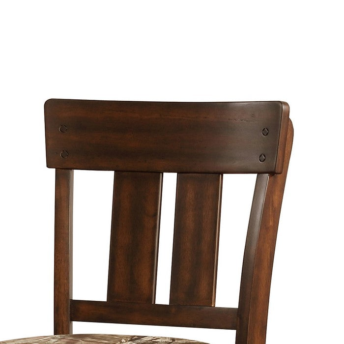 Wooden Bar Stool with Camouflage Fabric Seat, Brown